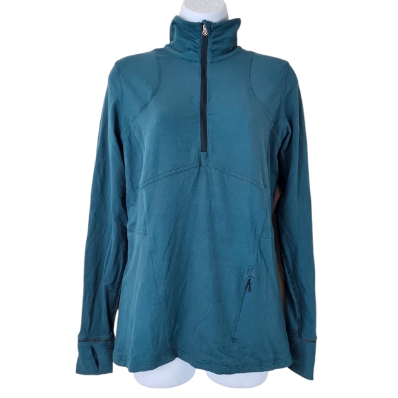 Lululemon It’s Run Rulu Half Zip Sweatshirt Teal Blue Size 8 Thumbholes Warm - Picture 1 of 8